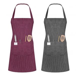 Tablier De Cuisine, Lot De 2, Réglable Avec 2 Poches, Lavable En Machine, Grand Teint, Pour Homme Et Femme - Neuf