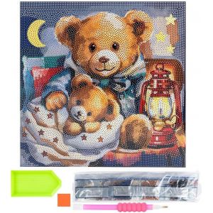 Ayuhr-Ideen Mit Herz Diamond Painting Toile À Motif Sur Châssis - 30 Cm X 30 Cm - Kit Avec Outils (Ours En Peluche) - Neuf
