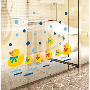 Heytea Bébé Salle De Bain Porte En Verre Mignon Canards Jaunes Mur Fenêtre Porte En Verre Art Autocollants Bulle Stickers Muraux Pour Chambre D'enfants Chambre Décor Stickers Di - Neuf