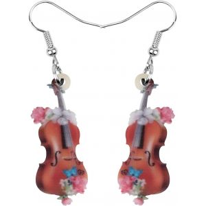 Kal-Acrylique Mignon Musique Basse Guitare Électrique Boucles D'oreilles Breloques Instrument Goutte Balancent Bijoux Cadeaux Pour Femmes Adolescentes Filles - Neuf