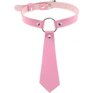 Kal-Noeud Papillon En Cuir Collier Ras Du Cou Gothique Punk Bowknot Collier Collier Mignon Lolita Chaîne Bijoux Pour Femmes Filles Halloween Costume Accessoires (Rose Cravate) - Neuf
