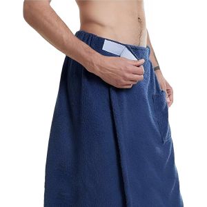 KAL-Kilt De Sauna Pour Homme, Serviette De Douche R&eacute;glable Avec Boutons-Pression, Grande Serviette De Sauna, &Agrave; S&eacute;chage Rapide, Serviette De Sauna, Arong En Tissu &Eacute;ponge, Coupe Courte, 70 X 140 Cm - Neuf