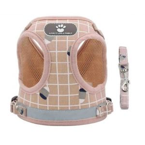 Harnais De Promenade R&eacute;glable Rose Pour Chien Et Chat, Collier Et Laisse, Gilet, Taille S - Neuf