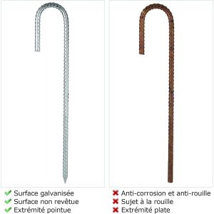 Asfasfq-Lot De 10 Piquets De Tente En Acier Galvanisé, 30cm Sardines Piquet Jardin 8 Mm D'épaisseur, Piquets De Sol D'agrafes De Jardin Pour Tentes, Auvents, Pavillons, Trampoline, Poulailler - Neuf