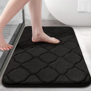 TIANYI-Tapis de Bain Antiderapant,Tapis Salle de Bain en Mousse &agrave; M&eacute;moire Douce, Absorbant,Lavable en Machine - 40 x 60 cm, Noir - Neuf