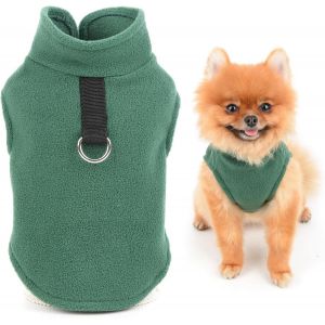 Jgd-Smalllee_Lucky_Store Pull En Polaire De Couleur Unie Avec Anneau Pour Laisse Pour Petit Chien, Chat, Gar&ccedil;on, Fille, Yorkie, Chihuahua, Chaton, V&ecirc;tements Chauds D'automne Et D'hiver, Vert, Taille - Neuf