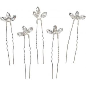 Kal-Épingles À Cheveux, 5 Pièces Bijoux Cheveux Mariage, Pince A Cheveux Diamant En Forme De U, Accessoire Cheveux Mariage, Épingles À Cheveux Strass De Mariée, Coiffure Communion Fille - Neuf