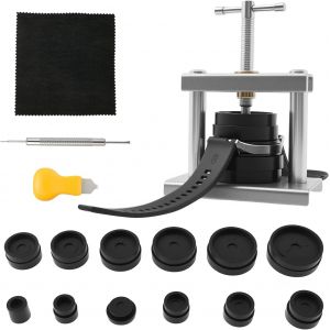 Kal-Presse De Montre - Outil De Verrouillage De Boîtier Pour Changement De Batterie - Kit D'outils De Réparation De Montre Avec 12 Matrices - Presse Professionnelle - Uniquement Pour Cadrans - Neuf