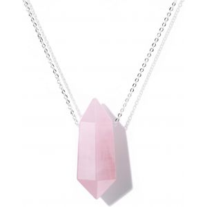 Kal-Collier Pierre Précieuses Colonne Hexagonales En Améthyste Quartz Rose Naturelle Avec Pendentif Hexagone Pierre De Cristal D'énergie Bijoux Cadeau Femme Fille Anniversaire - Neuf