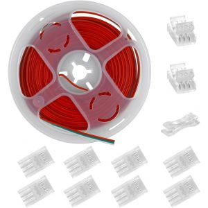 6m Extension Cable 3 Pin Wire Cord 22awg Electrical Connection,3 Core Extension Cable For Ws2811 Ws2812b Rgb Colour 5050 Led Strips + 3 Pin Connector 10 Mm - Neuf