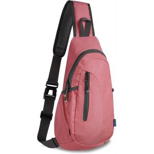 Kalanka-Canvas Small Sling Bag Lightweight Crossbody Bag For Women Rucksack For Men Running Backpack Travel Chest Pack Shoulder Daypack For Gym Work Sports Hiking Outdoor Watermelon Red - Neuf