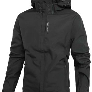 Veste De Pluie Imperméable Légère Pour Hommes - Coupe-Vent D'extérieur À Capuche Pour La Randonnée Et Les Voyages (Respirable Et Pliable) - Neuf