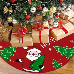 Jupe de sapin de No&euml;l 90 cm, cache-pied de sapin, jupe pour pied de sapin, pour d&eacute;coration int&eacute;rieure, jupe de sapin de f&ecirc;te, tablier rouge. - Neuf
