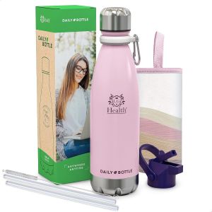 Gourde Isotherme En Acier Inoxydable 500 Ml. Bouteille Isotherme Pour Boissons Chaudes Et Froides. Bouteille D'eau &Agrave; Double Paroi & Sans Bpa. &Egrave;tui En N&eacute;oprene + Mousqueton - Neuf