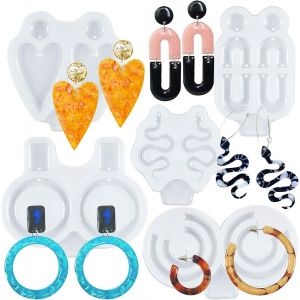 Moules En Silicone Et R&eacute;sine &Eacute;poxy Pour Boucles D'oreilles Pendantes En Forme De C?ur Serpent Ovale En Forme De C, Fournitures De Moulage De Bijoux 12,7 Cm, Lot De 1,3 &Agrave; 5,1 Cm - Neuf