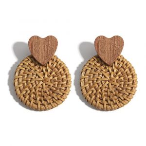 A1095878e - Boucles D'oreilles Géométriques Vintage En Bois Pour Femmes,Faites À La Main,Couleur Marron,En Forme De Feuille,Cercle Rond,Bijoux 2022 - Neuf