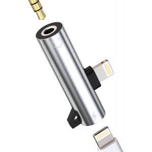 THEF-Adaptateur de casque iPhone 3,5 mm vers jack Lightning (2 en 1) AUX Câble de charge Fast Charger Splitter Apple MFI Certifié Chargeur rapide Accessoire de charge pour 14 13 12 11 Pro Max X 8 7 P - Neuf