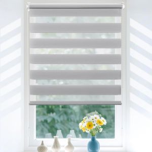 Store Enrouleur Jour Nuit Sans Perçage, Installation Facile Pour Fenêtre Porte, Intimité Pour Salon Chambre Bureau, 95l X 150l Cm, Gris - Neuf