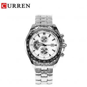 Curren Hommes M&acirc;le Quartz Montre-Bracelet Analogique Rond Alliage Bande Montre Blanc - Neuf