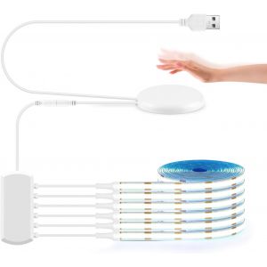 2m Bande Led Cob Blanche, Bande Led Usb De 6 Rouleaux 5v Avec Diminuteur Tactile En Bois P&eacute;n&eacute;trant Pour Armoire, Cuisines, Vitrines, &Eacute;tag&egrave;res, &Eacute;clairage De Panneau Acoustique - Neuf