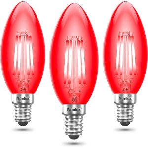 Rouge SES LED rouge Filament Candle ampoule 4W Petite vis Edison E14 LED décorative Fireglow Antique Candle Light Ampoules 40W remplacement (Pack de 3) - Neuf