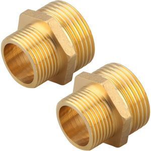 TUEJ-Mamelon De R&eacute;duction En Laiton G1"" X G3/4"" M&acirc;le/M&acirc;le,2Pcs Mamelon Double R&eacute;duit G1"" &Agrave; G3/4""(&Oslash; 32,5Mm X &Oslash; 25,7Mm),Filetage M&acirc;le Des Deux C&ocirc;t&eacute;s G1"" X G3/4"",Convient Pour L'Eau Potable - Neuf