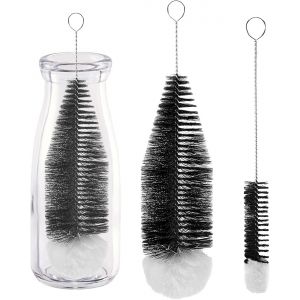 Lot De 2 Brosses De Nettoyage Universelles Pour Bouteilles En Verre,Bouteilles De Soda,Biberons,Bouteilles D'eau (Noir Et Blanc) - Neuf