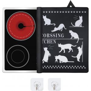 Tapis Pour Plaques &Agrave; Induction 62x53cm, Plaque De Protection Anti-&Eacute;claboussures, Tapis De Protection Pour Plaques &Agrave; Induction, Couvercle De Plaque &Eacute;lectrique Antid&eacute;rapant (Chat) - Neuf