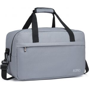 KALANKA-Sac de Voyage 35x20x20cm Pliable Sac Cabine à Main Léger pour Ryanair avec Bandoulière 14 litres, Gris Clair - Neuf