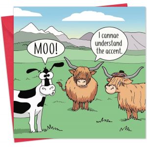 Funny Highland Cow Card - Carte Vierge - Carte D'anniversaire Drôle Pour Homme Ou Femme - Carte D'anniversaire Écossaise - Neuf