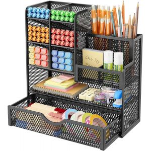 Organisateur bureau maille tiroir Rangement bureau Organisateur bureau Stationnaire Rangement Stockage Multifonctionnel Métallique Porte-crayons maille Bureau Maison École Bureau Accessoires.[T56] - Neuf