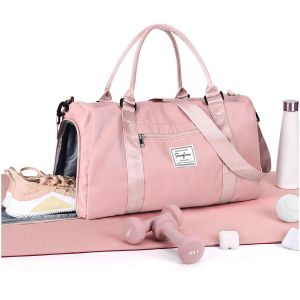 Nzqaf-Sac De Sport Femme Homme Sac De Gym Avec Compartiment De Chaussures Et Poche Humide Léger Sacs De Voyage Weekender Duffle Bag Femme Cabas De Fitness Sports Gym Bag Sacs Polochon De Piscine,Rose - Neuf