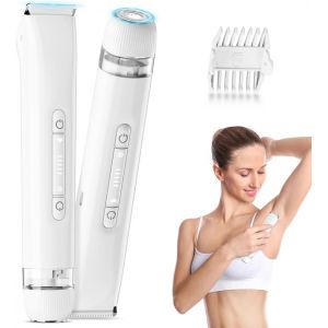 Rasoir &Eacute;lectrique Femme Tondeuse Intime: Bikini Epilateur Usb-C Rechargeable Pr&eacute;cise &Eacute;tanche Ipx7 120min - Double T&ecirc;te Rasoir F&eacute;minin Sans Fil Pour Corps Maillot Visage Aisselles Jambes Bras Blanc - Neuf