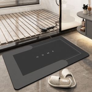 Tapis De Bain Absorbant Noir Antid&eacute;rapant Et Anti-Moisissure 60 X 40 Cm, Tapis De Douche En Terre De Diatom&eacute;es, S&eacute;chage Rapide, 4 Couches &Eacute;paisses, Id&eacute;al Pour La Chambre, La Cuisine, Les Toilettes E - Neuf