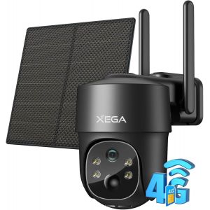 4G Lte Caméra Surveillance Solaire Avec Carte Sim, 2K Hd 4G Caméra Extérieure Sans Fil Inclinable À 355°/90°, Caméra De Surveillance Sans Wifi, Vision Nocturne, Détection De Mouvement, Ip66 - Neuf