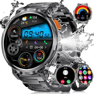 Montre Connect&eacute;e Homme Avec Torche Led, 1,85'' Hd Grand &Eacute;cran 730mah Montre Connect&eacute;e Avec Appels Bluetooth, Ip68 &Eacute;tanche Smartwatch Avec 24/7 Fr&eacute;quence Cardiaque, Spo2 Pour Android Ios, 3 Bracelets - Neuf