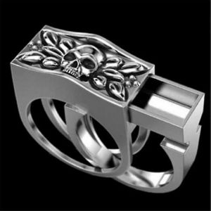 Compartiment Invisible Skull Ring Punk Skull Set Ring - Neuf