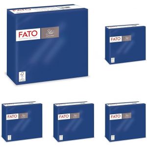 Kal-- Serviettes En Papier Jetables, Douceur Et Moelleux, Paquet De 40 Serviettes, Format 38x38 Pliées En 4, 2 Plis, Couleur Bleu Nuit, 100% Pur Papier Cellulosique, Certifié Fsc (Lot De 5) - Neuf