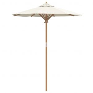 Parasol De Jardin Rond L&eacute;ger Design Minimaliste 270 X 260 Cm Durable En Bambou Blanc Cr&egrave;me Helloshop26 02_0058241 - Neuf