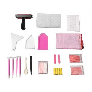 69pcs Strass Peinture Outil Ensemble Diy Outils Complets Avec 28 Compartiments Bo&icirc;te De Rangement Strass Plateau Strass Stylo Rose - Neuf