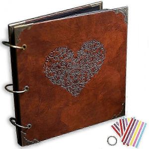 Album photo en cuir vintage reliure rechargeable à trois anneaux pour bricolage Scrapbooking livre de mémoire avec pages amovibles - Neuf