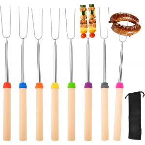 ASFASFq-8 Pièces Brochettes pour Barbecue, Fourchettes Marshmallow Brochette, Réutilisable Accessoire Barbecue - Neuf