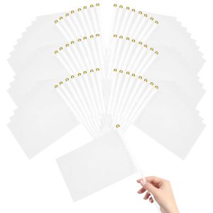 Mevronisshop-50 Pcs Mini Drapeaux Blancs,Vierges Drapeaux De Poche B&acirc;tons,Mini Drap&eacute;au &Agrave; Main,Drap&eacute;au &Agrave; Manivelle Blanc Fanions Adapt&eacute;s Aux F&ecirc;tes C&eacute;l&eacute;brations Mariages Et D&eacute;corations - Neuf