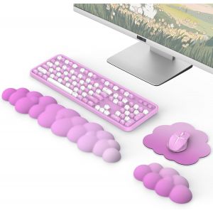 Repose-Poignets Ergonomique en Nuage, pour Clavier et Souris, Repose-Poignets en Nuage en Polyester Durable pour Clavier et Souris pour Bureau, Jeux, Ordinateur, Ordinateur Portable, Rose - Neuf