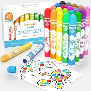 JEXNOVASHOP-Marqueur &agrave; Point Lavable, 20 Couleurs Dot Marker, Feutre Enfant Non Toxique, Bingo Dabber pour Cr&eacute;ation, Activit&eacute; Cr&eacute;ative pour Enfants Education Pr&eacute;coce - Neuf