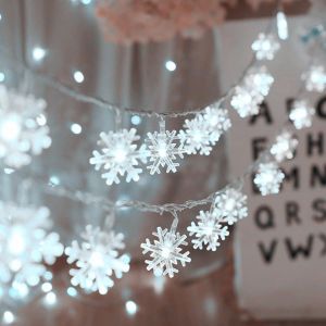 Guirlande Lumineuse De Noël Avec Flocons De Neige, 10 M, 80 Led, À Piles, Étanche, Pour Jardin, Terrasse, Chambre À Coucher, Décoration De Fête, Blanc - Neuf