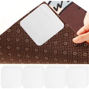 Gjfty-8 Pièces Rug Grippers Anti Derapant Tapis Antidérapant Tapis Grippers Vacuum Tech Anti Glisse Tapis Gardez Votre Tapis En Place Pour Cuisine Chambre Salon Salle De Bain (Blanc) - Neuf