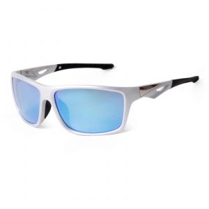 Les Hommes De Sport Lunettes De Soleil Avec Protection Uv400, Lentilles Miroir Pour La Course, Le Baseball, Le Cyclisme, Moto - Cadre En Argent/Bleu De La Glace De La Lentille - Neuf