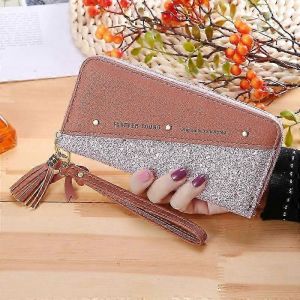 Pochette portefeuille femme &agrave; paillettes en cuir PU avec fermeture &eacute;clair et porte-cartes/t&eacute;l&eacute;phone portable mini - Neuf
