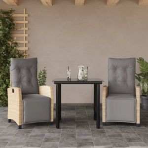 Prolenta Premium - Ensemble &Agrave; Manger De Jardin Et Coussins 3 Pcs M&eacute;lange Beige - Neuf